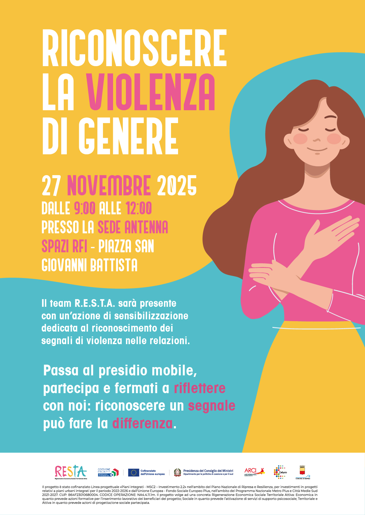 Il 27 novembre, R.E.S.T.A. invita la comunità a riflettere sulla violenza di genere